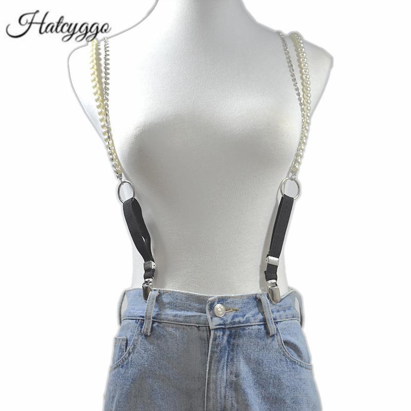 HATCYG Da Thời Trang Suspender Thắt Lưng Nữ Đeo Vai Dây Quần Lót Ren Nịt Bụng Nữ Ngọc Trai Cao Cấp Điều Chỉnh Kim Loại Kẹp Dây