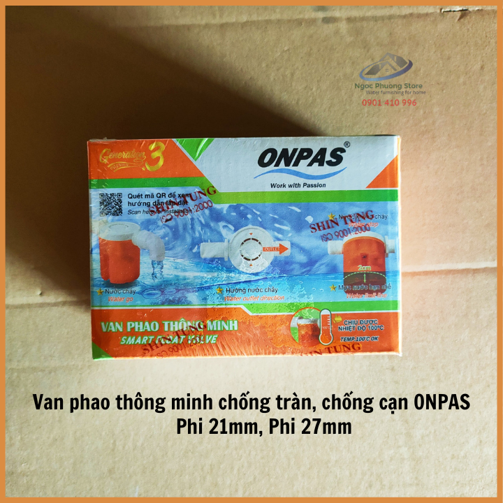 Van Phao Cơ Thông Minh Chống Tràn ONPAS Thế Hệ Mới, Tự Ngắt Nước Phi 21mm, 27mm