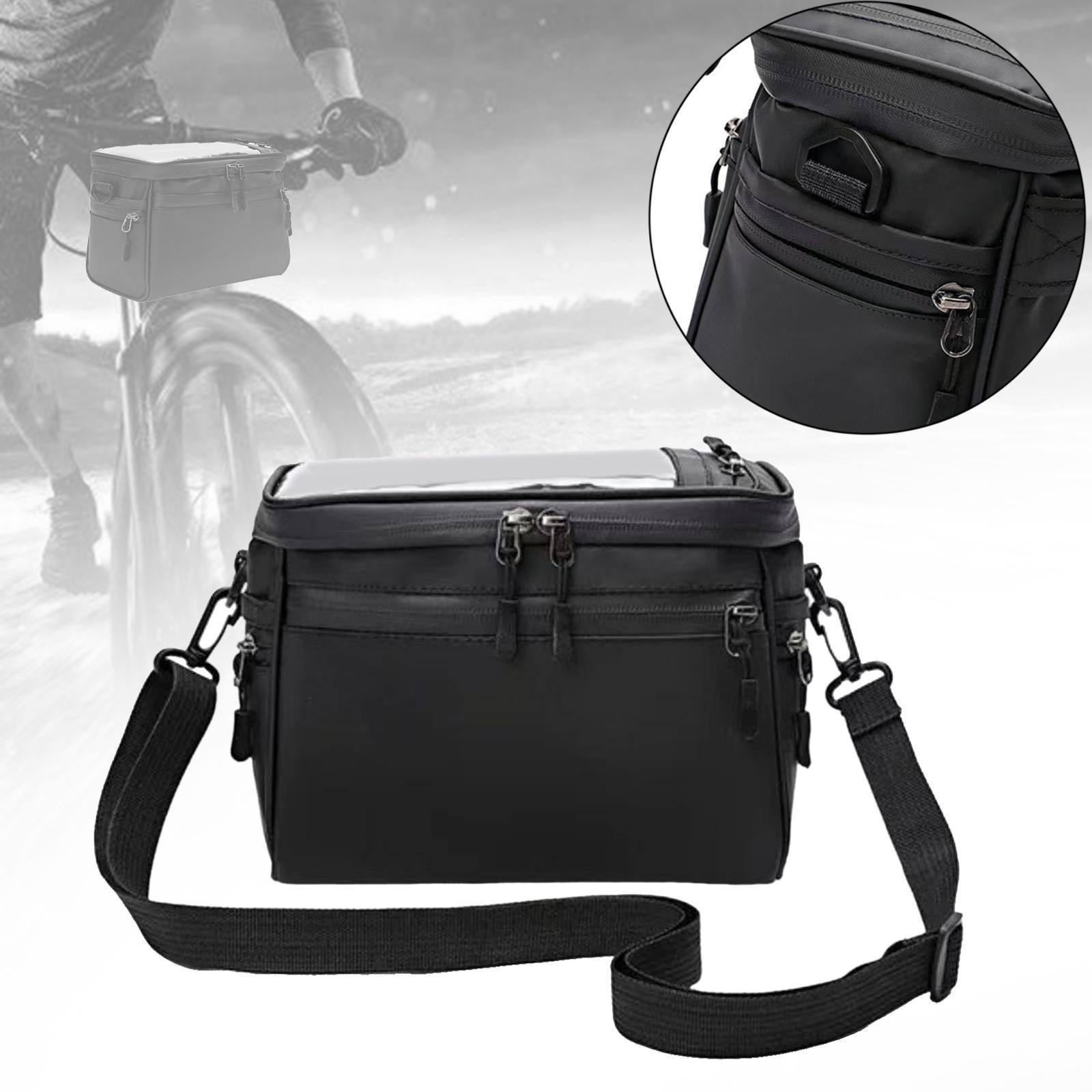 Bike Handlebar Bag Waterproof Front Bag Phone Bag with Touch Screen Shoulder Strap