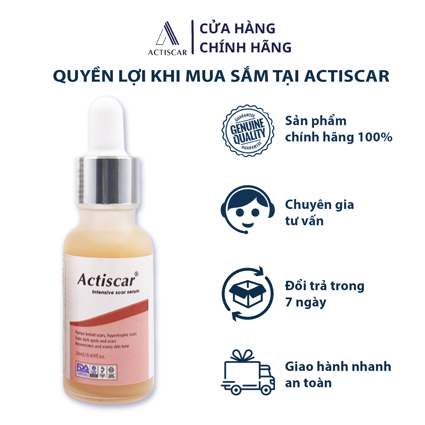 Serum Xóa Sẹo Lồi, Sẹo Phì Đại Actiscar 20ml ( Màu đỏ )