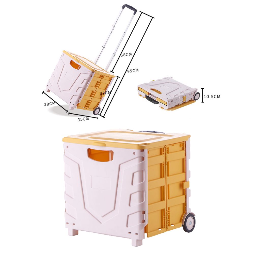 Thùng đựng đồ gấp gọn có bánh xe tay kéo đa năng để cốp ô tô đi siêu thị di chuyển đồ nặng kiểu dáng hiện đại
