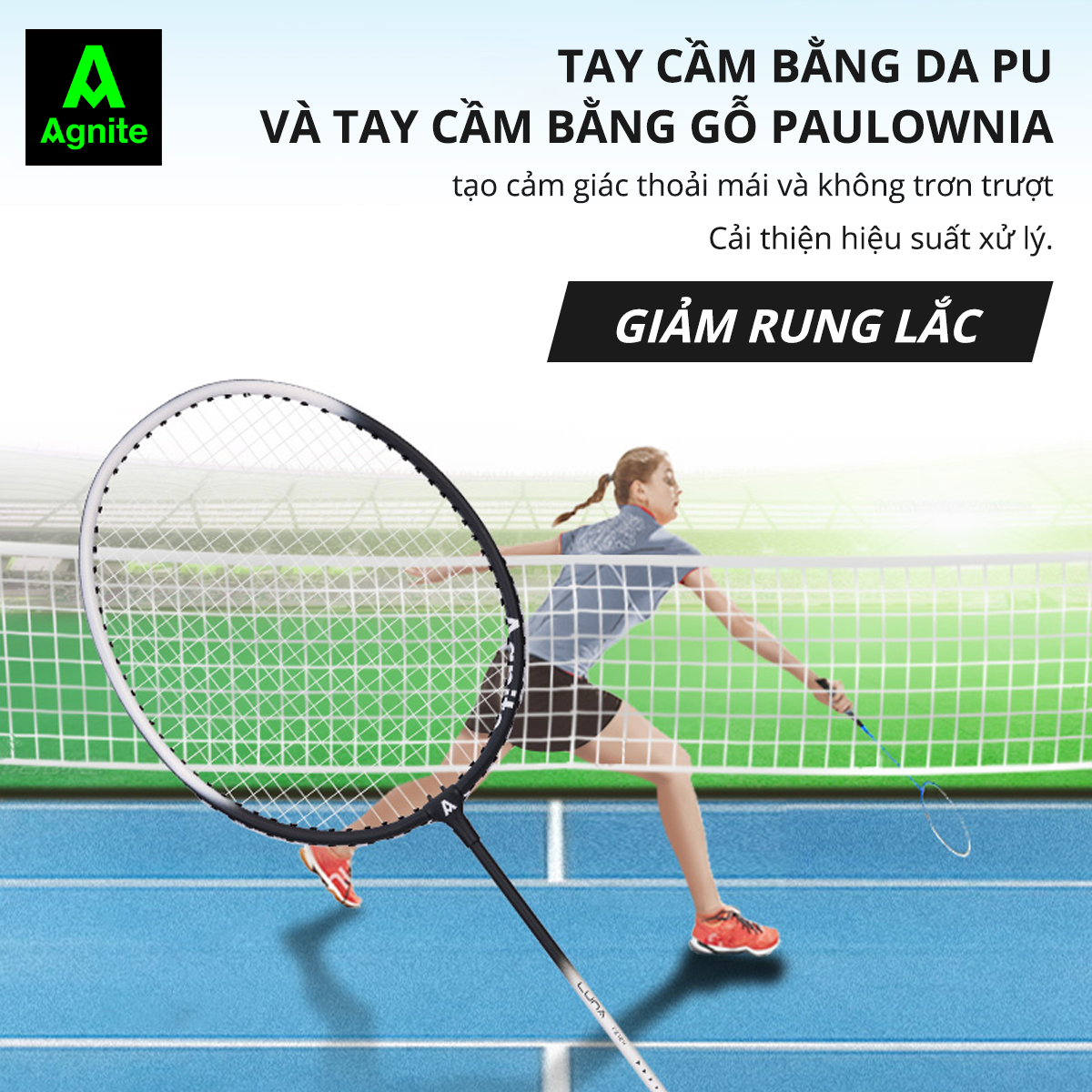 Bộ 2 vợt cầu lông thế hệ mới Agnite, siêu bền, nhẹ TẶNG kèm hộp cầu và túi đựng - F2124