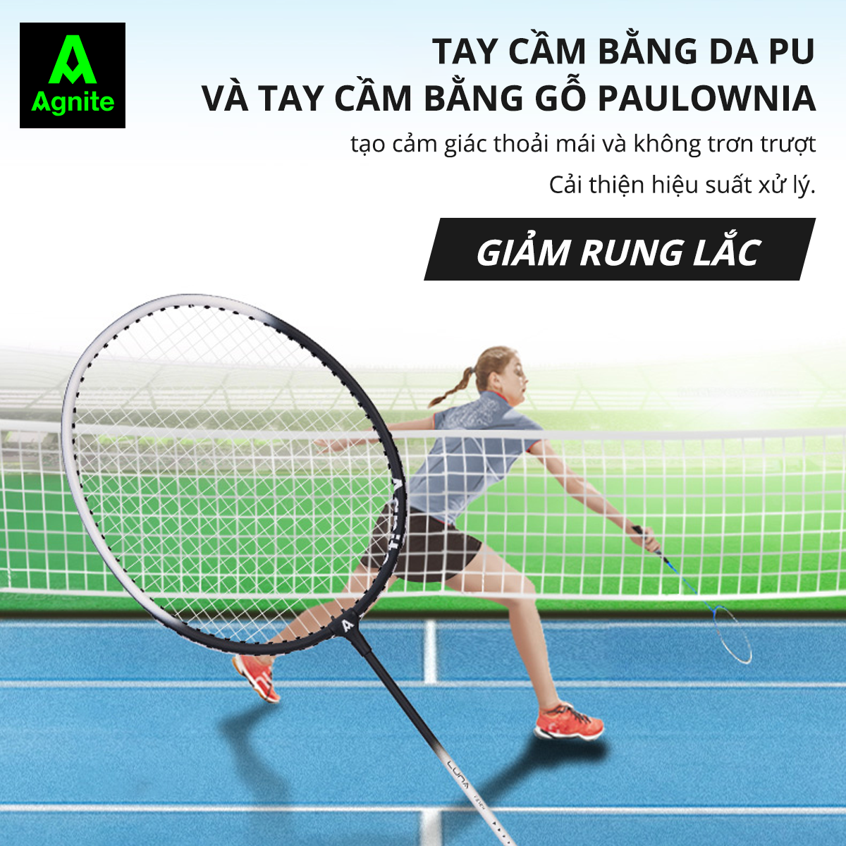 [Thiết kế mới] Bộ 2 vợt cầu lông thế hệ mới Agnite, siêu bền, nhẹ TẶNG kèm hộp cầu và túi đựng - F2124