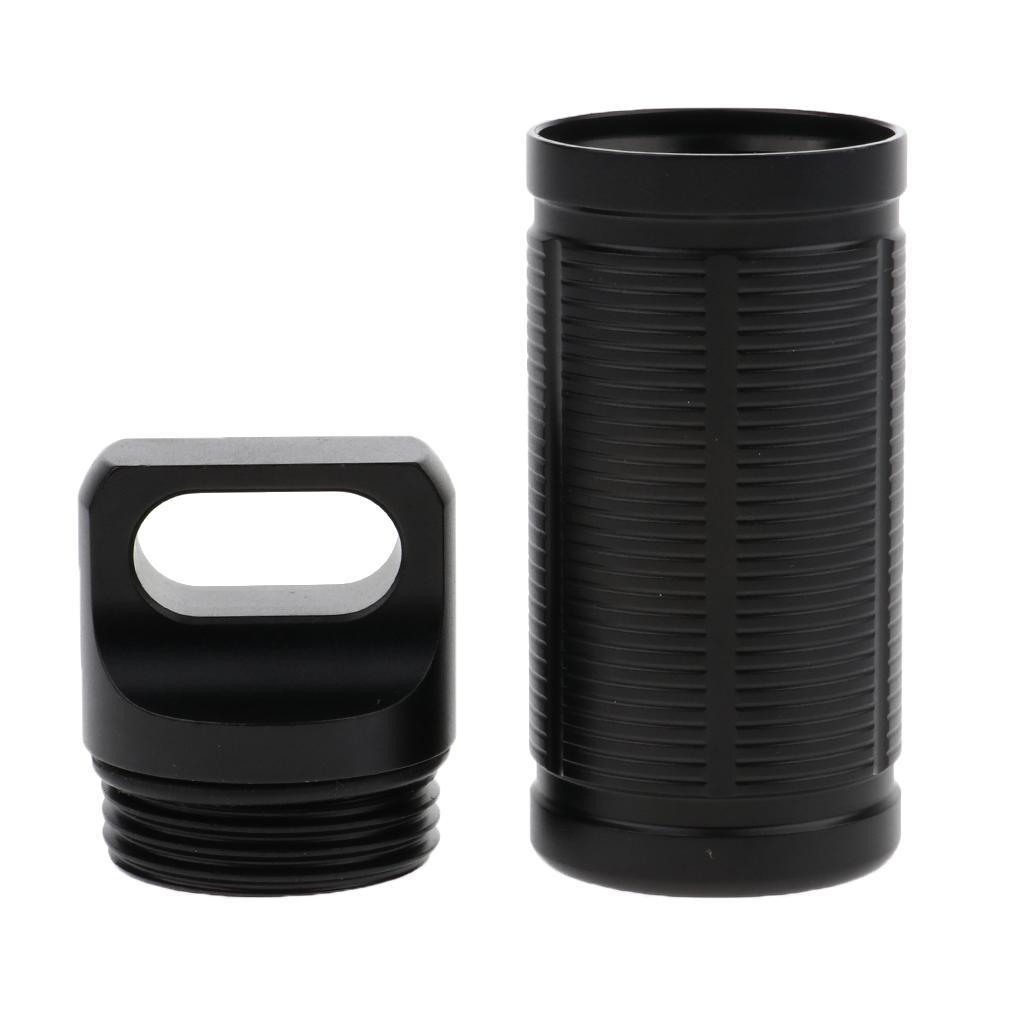 2pcs Pill Box Keychain Waterproof Single Chamber, Titanium Pill Organizer for Outdoor Travel Camping, Gray, Black