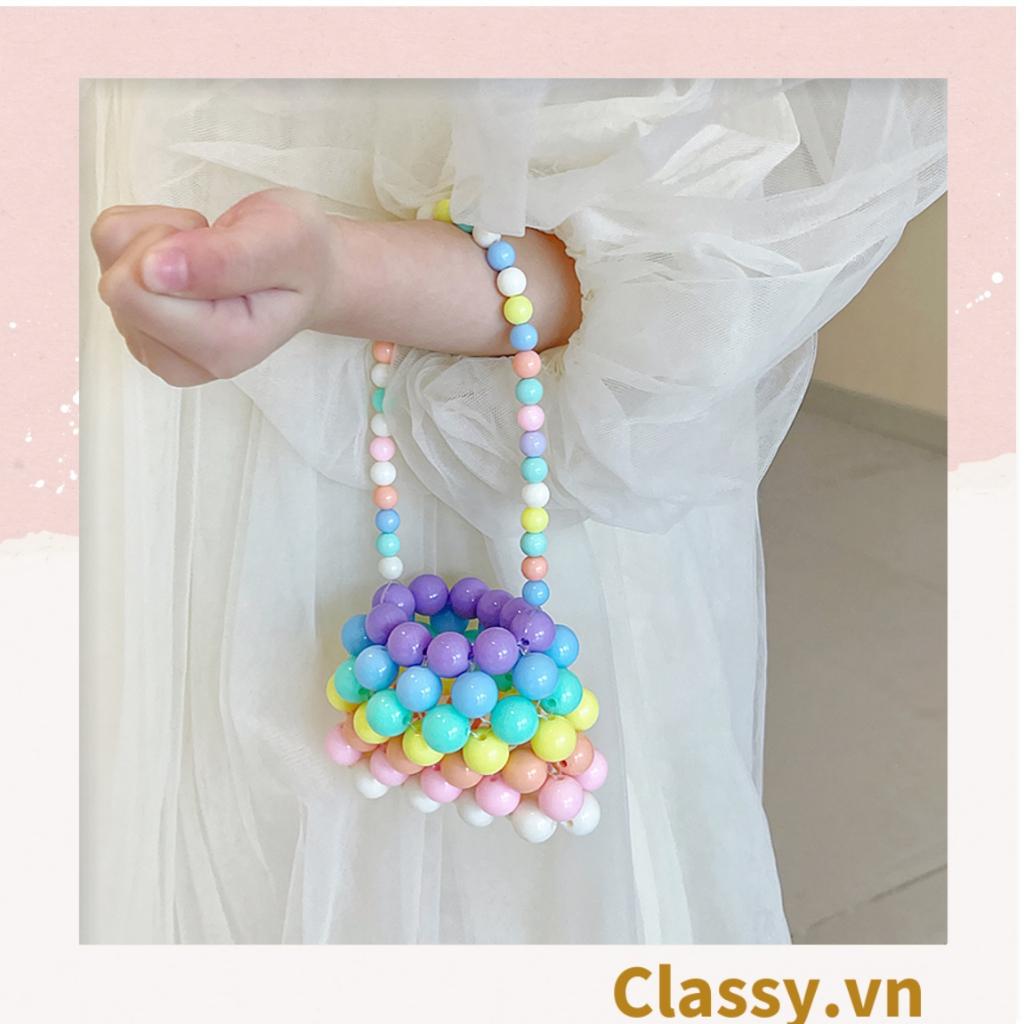 Túi xách mini Classy xách tay kết bằng hạt nhựa nhiều màu nổi bật dành cho nữ T1180