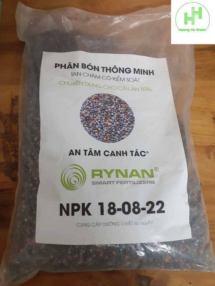 Phân bón thông minh RYNAN NPK 18-08-22, Trọng lượng 5kg, Chuyên dùng cho CÂY ĂN TRÁI, Tan chậm có kiểm soát, An tâm canh tác