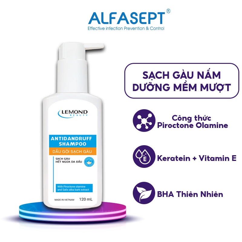 Dầu Gội Sạch Gàu Thế Hệ Mới ALFASEPT LEMOND Giúp Hết Gàu Ngứa, Dưỡng Ẩm Tóc Và Da Đầu Chai 120ml