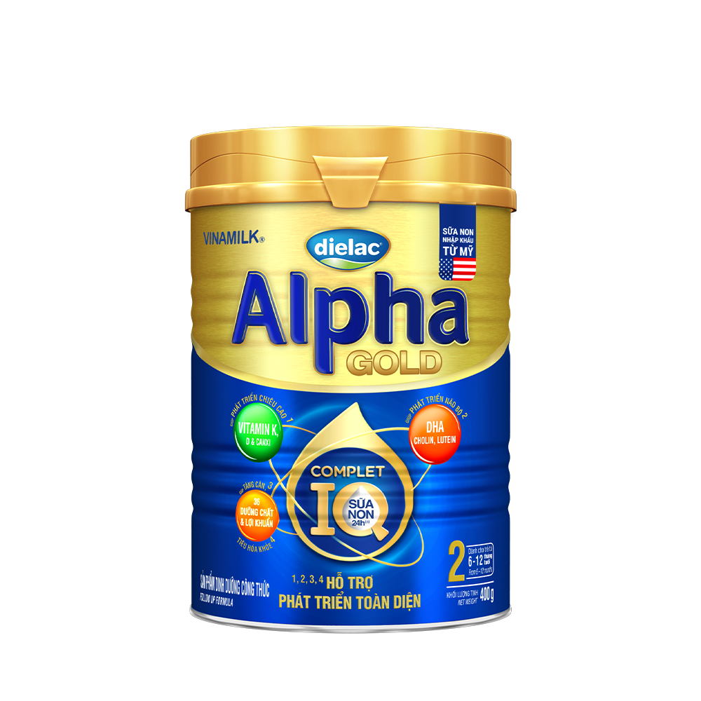 Sữa Bột Vinamilk Dielac Alpha Gold IQ Step 2 Dành Cho Bé Từ 6 -12 Tháng - Hộp 400g
