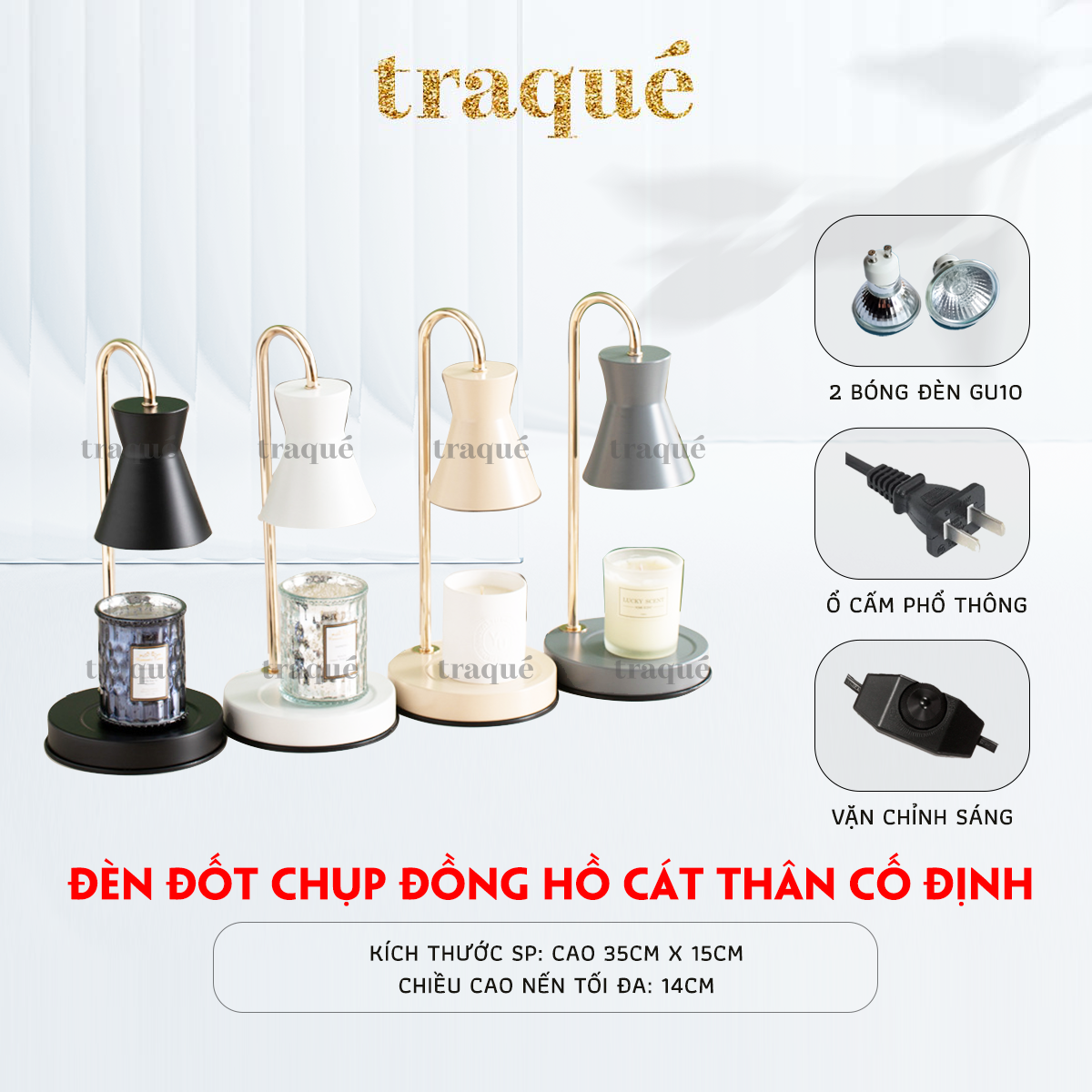 Đèn đốt nến thơm, an toàn, sang trọng, phù hợp mọi không gian