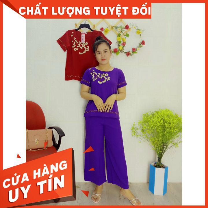 Bộ Trung Niên 9 Tấc Thêu Hoa Cao Cấp