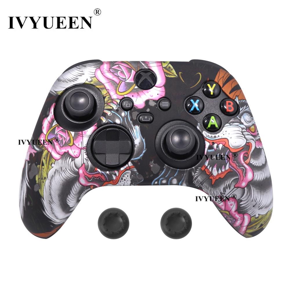 Vỏ silicone mềm cho Xbox Series X S Bộ điều khiển bảo vệ da Gamepad Skin Skin Thumb Grips Cap Cần điều khiển Màu sắc Shell: Black Dragon