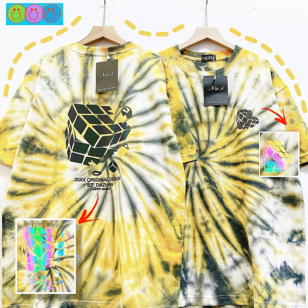 Áo loang tie dye unisex form rộng Tie Boutique nhiều hình - xoáy vàng đen