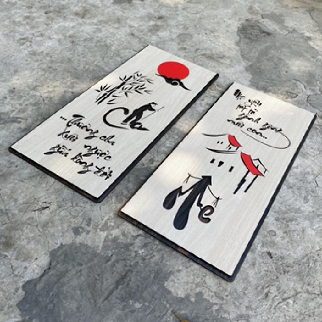 Tranh gỗ treo tường_Thương cha xuôi ngược giữa dòng đời Mẹ yêu tất cả gánh gồng nuôi con_CRN_01