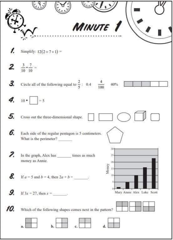 Math Minutes -8Q- Có đáp án ở cuối