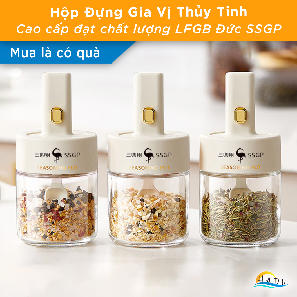 Hộp Lọ Hũ Đựng Gia Vị Thủy Tinh Thông Minh Cao Cấp Đạt Chất Lượng LFGB Đức SSGP