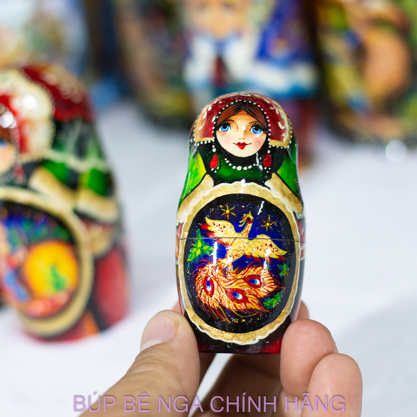 BỘ BÚP BÊ NGA MATRYOSHKA CAO CẤP 5 LỚP 15CM HOA VĂN "CÔNG CHÚA VÀ BẦY THIÊN NGA" RẤT ĐẸP VÀ SANG TRỌNG