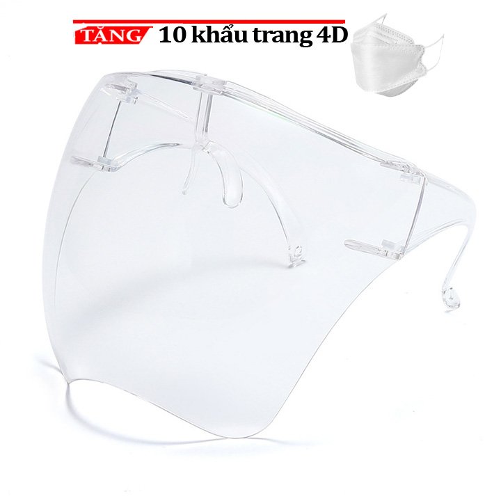 Kính bảo hộ chống giọt bắn và bụi trong suốt phòng dịch, FACE SHIELD D55 Tặng Kèm KT