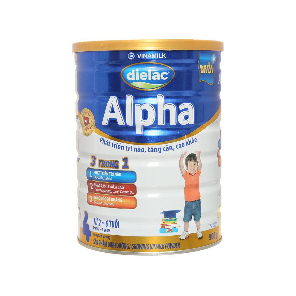 HỘP SỮA BỘT VINAMILK DIELAC ALPHA 4 900G (CHO TRẺ TỪ 2- 6 TUỔI)