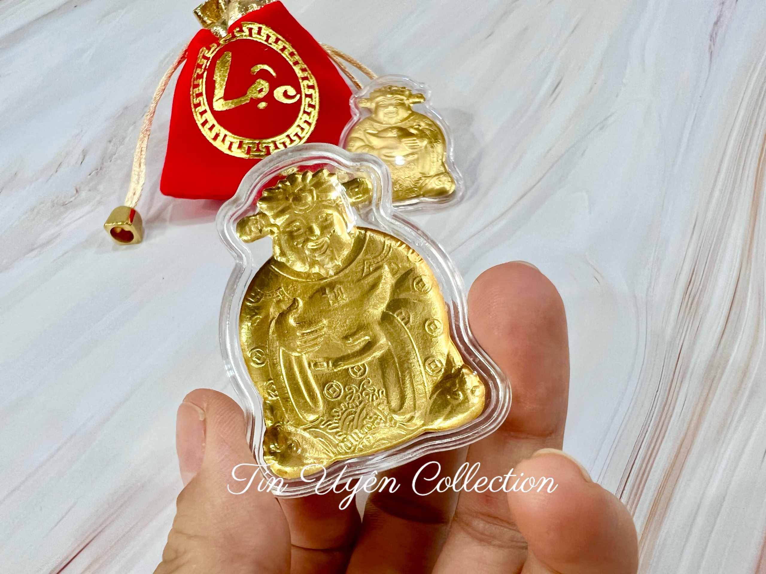 Ông Thần Tài mạ vàng kèm Túi Lộc cầu bình an, tài lộc, phước lành