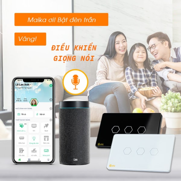 Công tắc cảm ứng Hunonic Datic - Điều khiển từ xa bằng điện thoại - Kết nối wifi - Hẹn giờ thông minh - 1 2 3 4 nút - 2 màu đen trắng