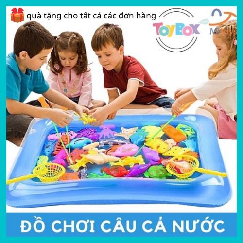 Đồ chơi Câu cá cho bé nam châm Bể phao nước Đủ bộ gồm Bể hơi+Cần câu+Bơm+Cá gắn nam châm