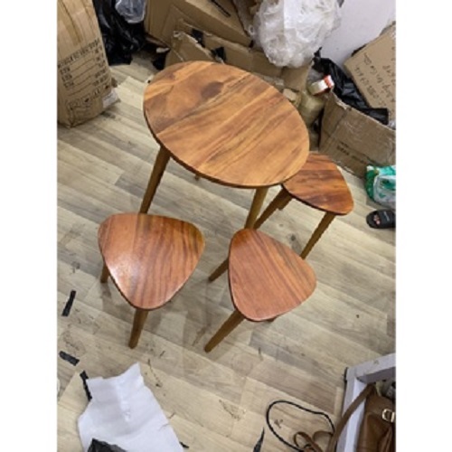 Bàn cà phê 100% gỗ muồng hình tròn, tam giác