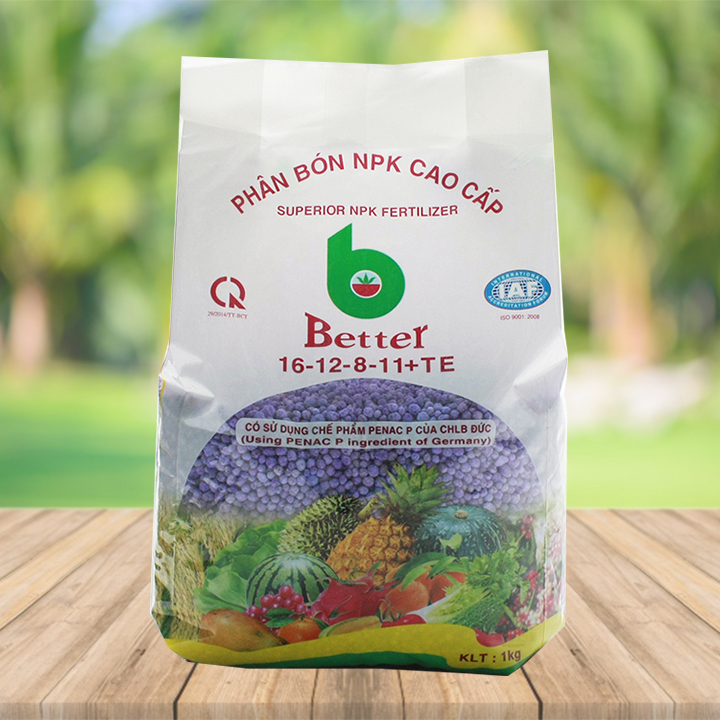 Hình ảnh Phân bón NPK Better tím 16-12-8-11 (1kg/gói) | Chuyên dùng mọi loại cây trồng giai đoạn ra hoa, dưỡng trái | Tăng sức đề kháng cho cây trồng