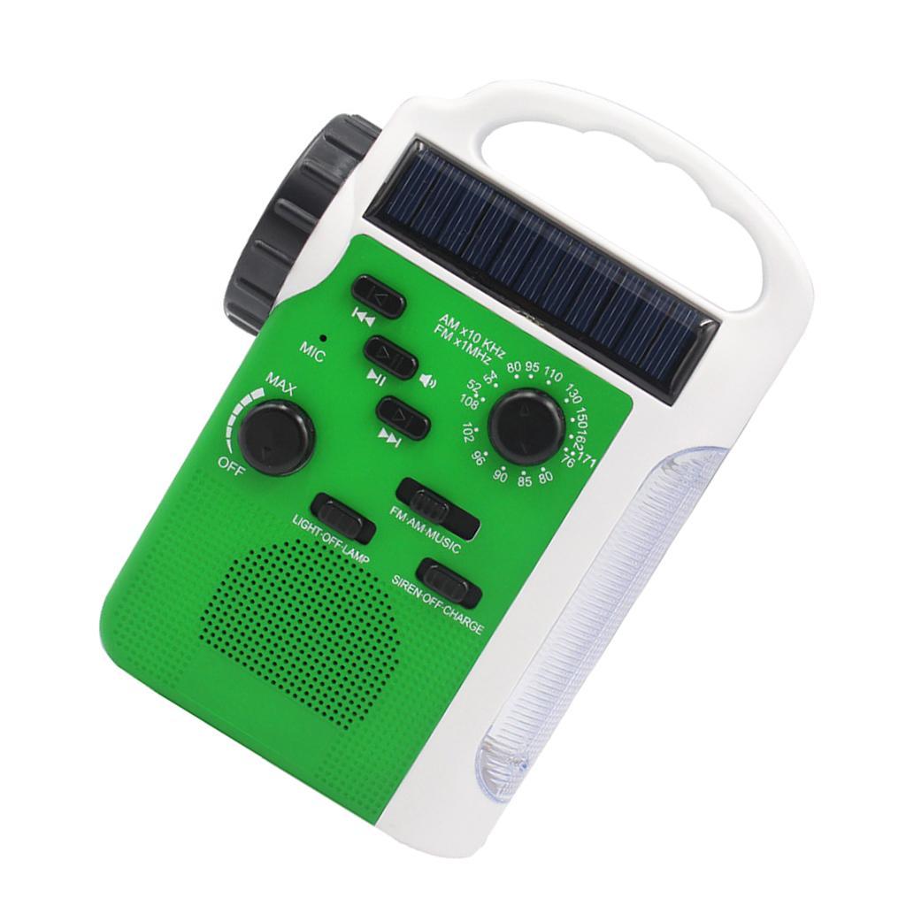 Solar Crank AM/FM NOAA Weather Radio LED Light Cellphone Charger Green