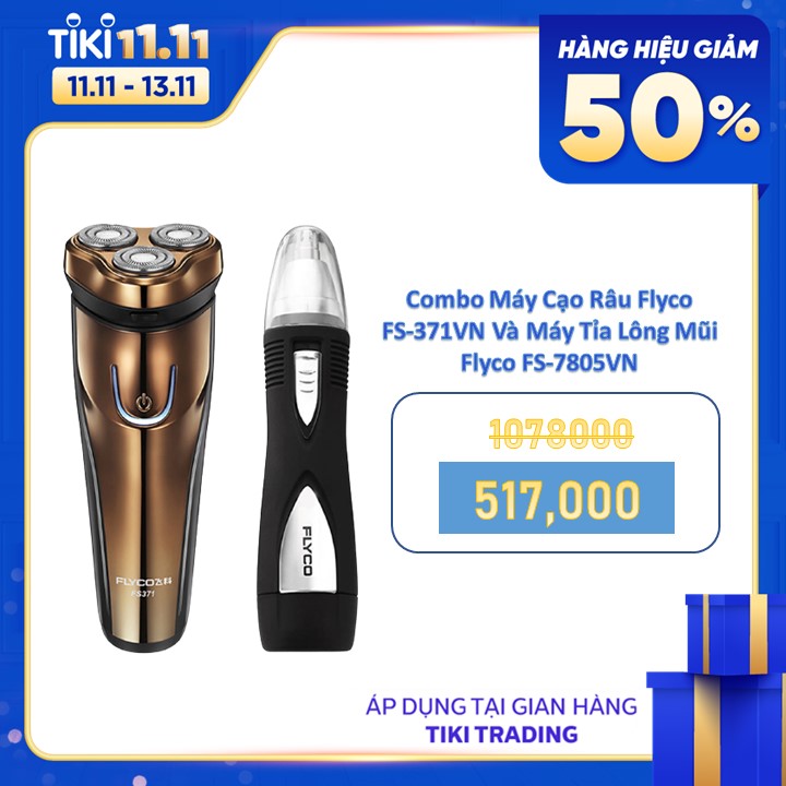 Combo Máy Cạo Râu Flyco FS-371VN Và Máy Tỉa Lông Mũi Flyco FS-7805VN