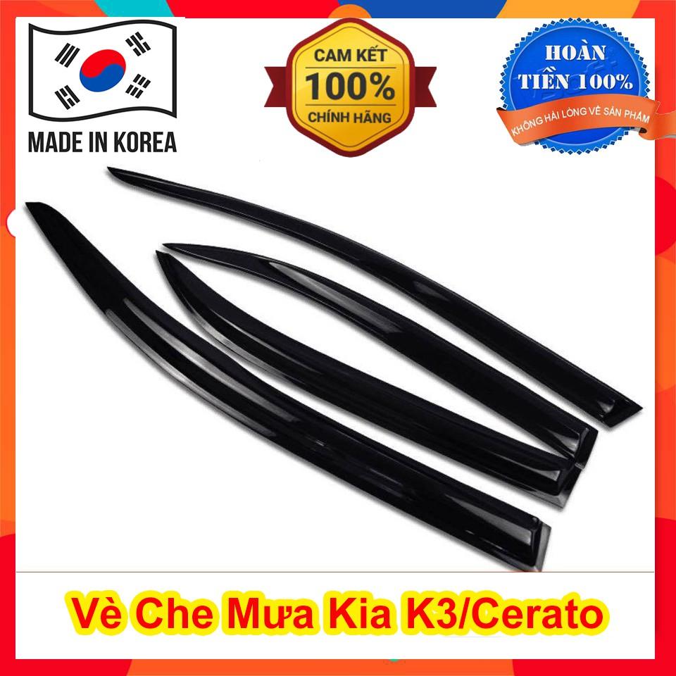 Vè Che Mưa Dành Cho Xe Kia K3, Cerato 2016 2017 2018, Màu Đen Bộ 4 Vè