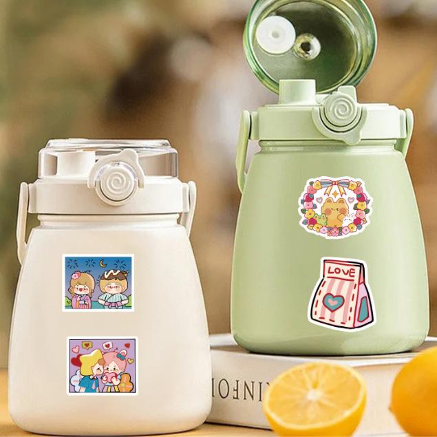 Sticker CẶP ĐÔI CHIBI hoạt hình cute trang trí mũ bảo hiểm,guitar,ukulele,điện thoại,sổ tay,laptop-mẫu S100