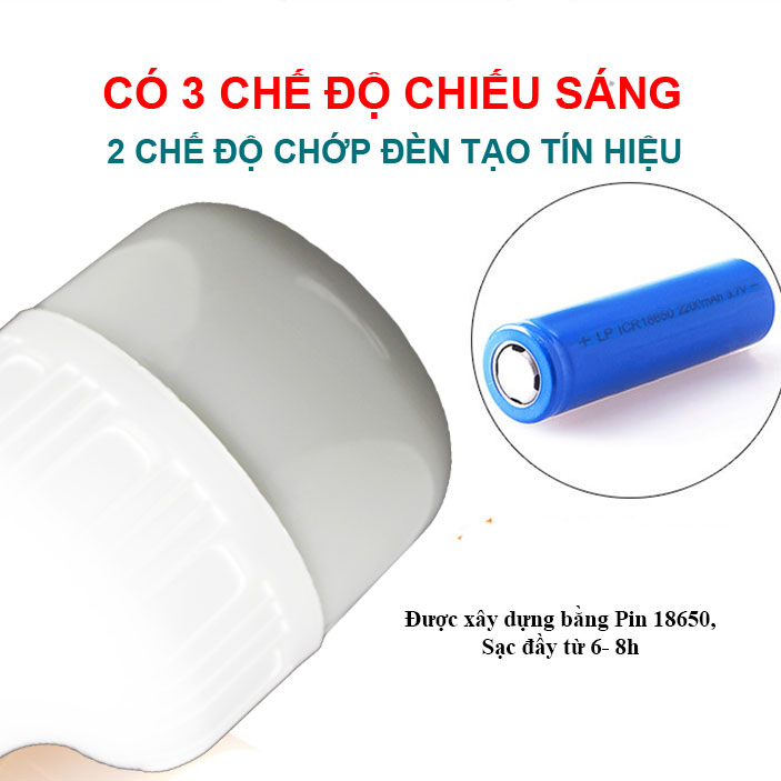 BÓNG ĐÈN TÍCH ĐIỆN 20W CÓ KÈM BỘ SẠC - CÓ MÓC TREO..