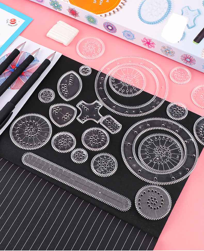 QUÀ TẶNG CHO NỮ BỘ THƯỚC VẼ HỌA TIẾT - THƯỚC VẼ SÁNG TẠO (SPIROGRAPH)