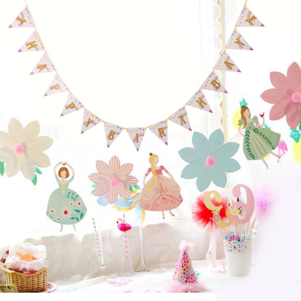Glitter Gold HAPPY BIRTHDAY Pennant Banner Unicorn Bunting Party Decoration