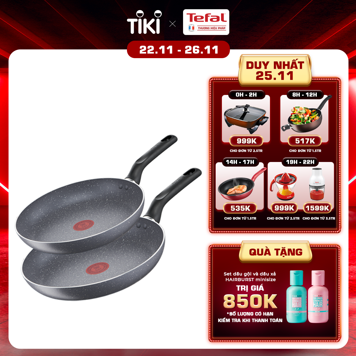 Bộ 2 chảo chiên chống dính vân đá Tefal Natura dùng cho bếp ga và hồng ngoại (20cm, 28cm) - Hàng chính hãng