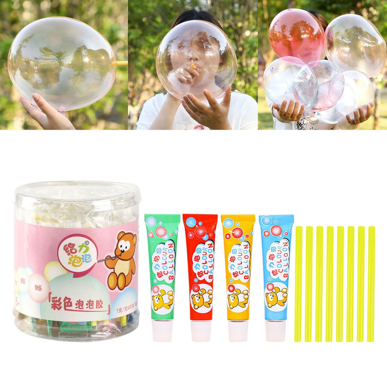 20 Pieces Blow Bubbles Balloons Educational Sensory Toy DIY Crafting with Straws Funny for Children Adults Boys Girls Gift Home Game