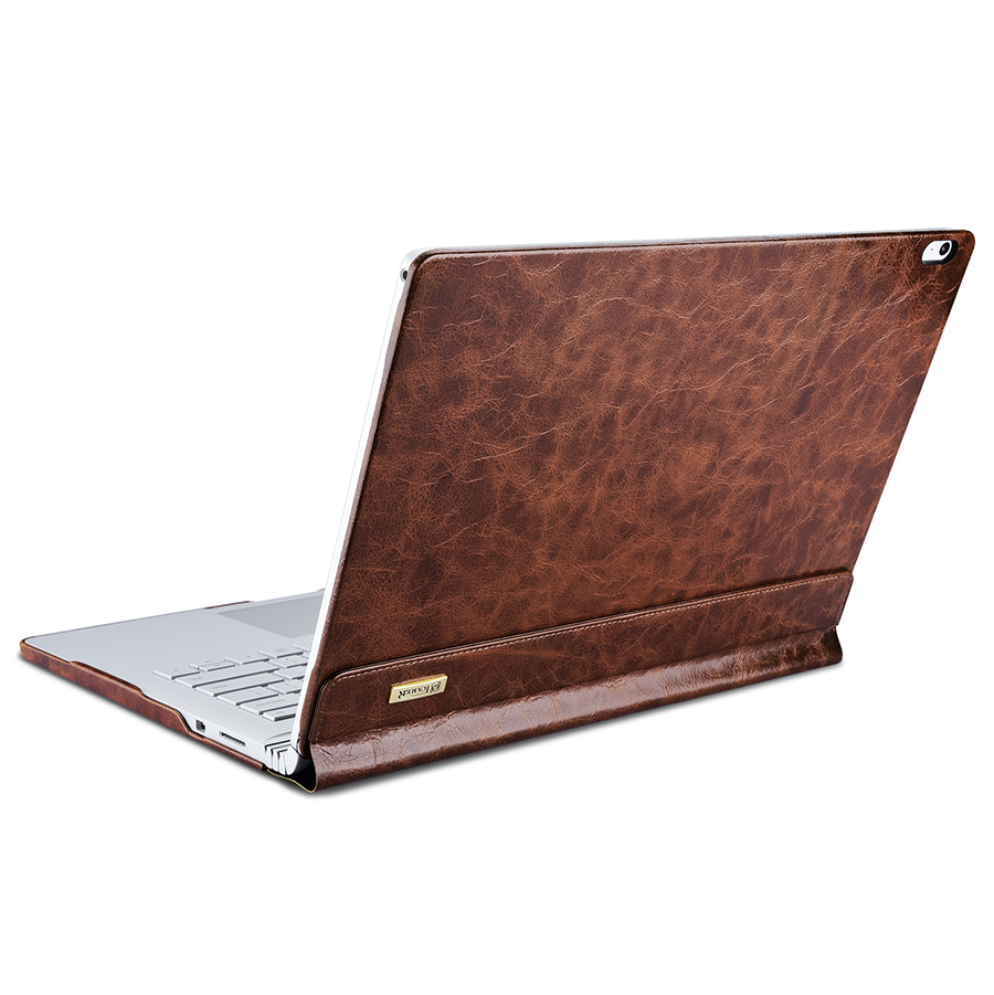 Ốp da dành cho Surface Book ICARER Coffee – Oil Wax Vintage Genuine Leather Detachable Folio Case - Hàng chính hãng