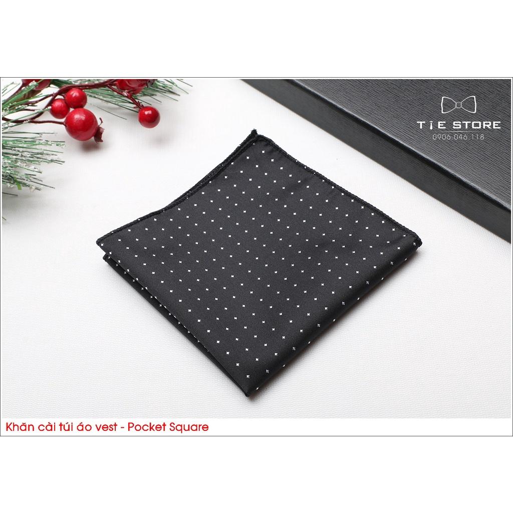 Khăn Cài Túi Áo Vest - Pocket Square - Phụ Kiện Cài Áo màu đen chấm bi