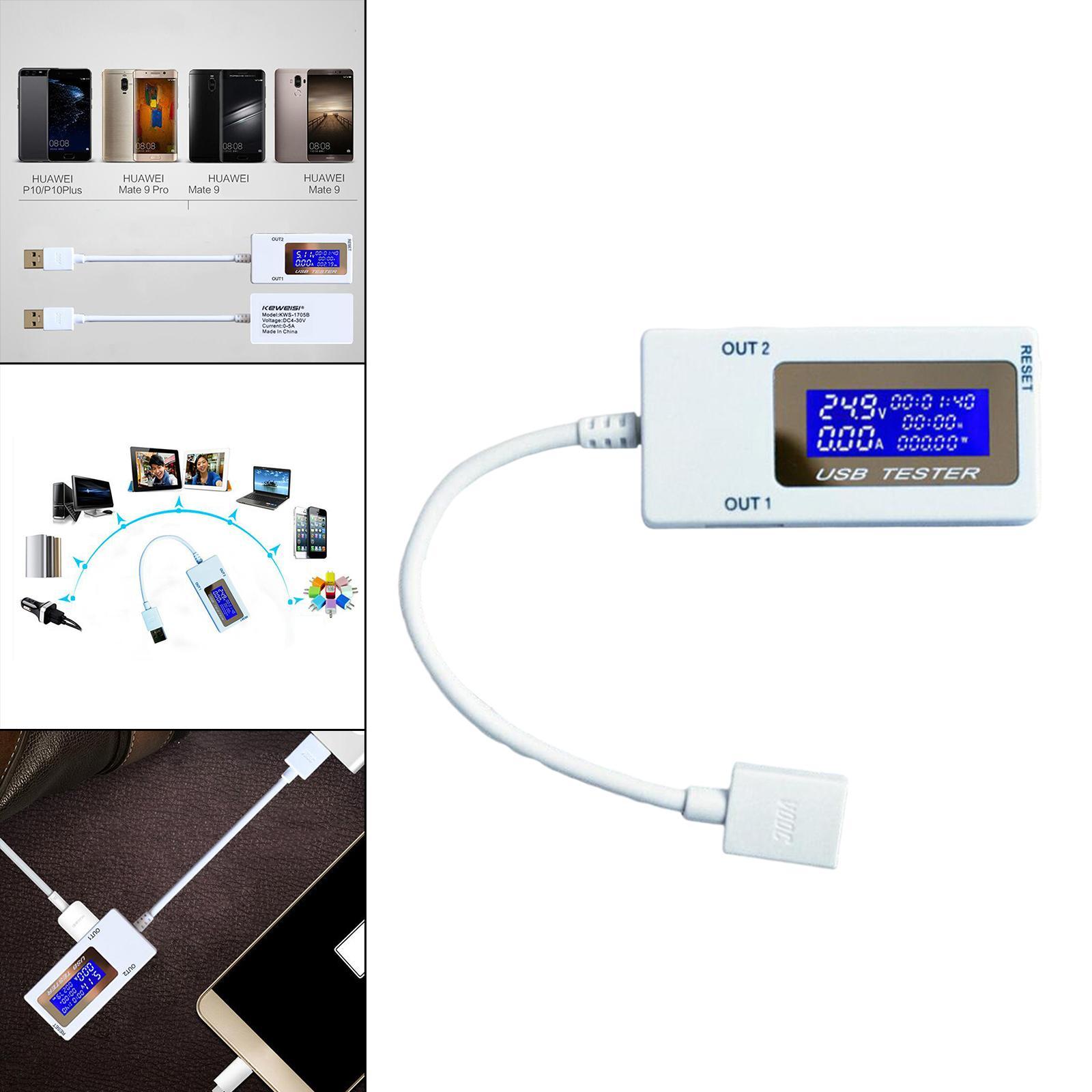 USB Current Voltage Capacity Multimeter Double Row Shows Ammeter