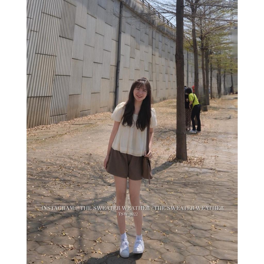 Đồ bộ nữ,Áo babydoll tay phồng, đồ bộ nữ kiểu thắt nơ siêu xinh xắn đi kèm quần short AO007