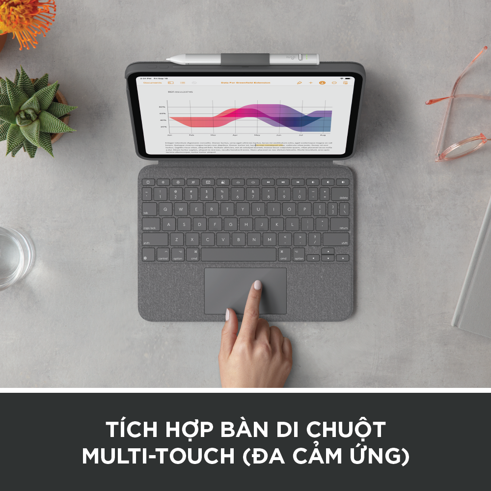 Bao da kèm phím Logitech Combo Touch dành cho iPad 10.9 inch Gen 10 - Có thể tháo rời, Trackpad siêu nhạy, chiếu sáng nền - Hàng chính hãng