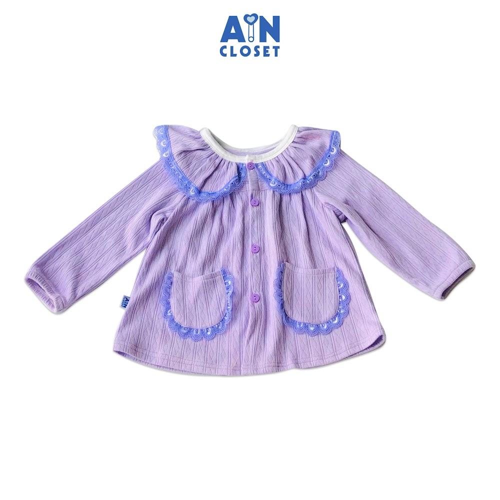 Áo khoác bé gái Họa tiết ren tím thun cotton - AICDBGFMF09H - AIN Closet