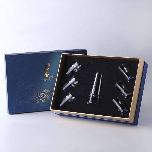 COMBO 6 LY VÀ 1 BÌNH THỦY TINH BLUE MARIS