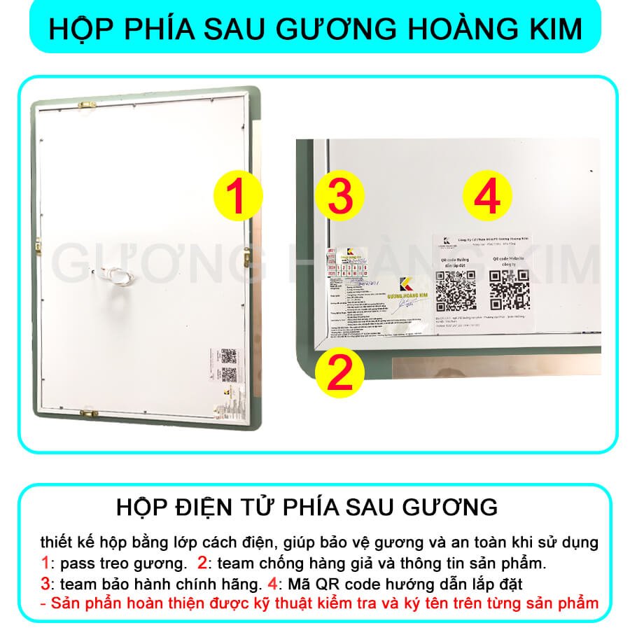 Gương cảm ứng đèn led chữ nhật treo tường bàn trang điểm makeup nhà tắm phòng wc cao cấp thông minh kích thước 70x90 và 80x100cm guonghoangkim mã hk-3012