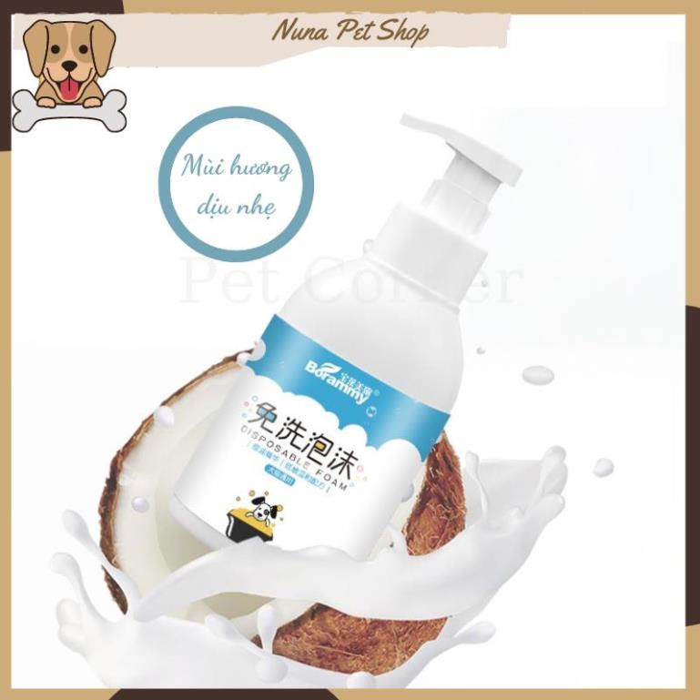 Sữa tắm khô cho chó mèo Borammy dạng bọt giúp khử mùi, diệt khuẩn và dưỡng lông (400ml)