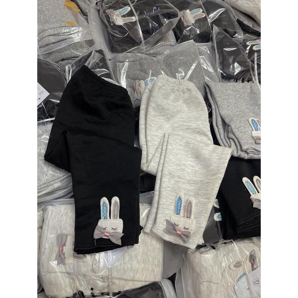 SET 2 QUẦN LEGGING TAI THỎ ĐEN/XÁM