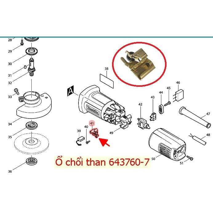 Ổ chổi than MAKITA 643760-7 cho máy mài 9553B/ 9553NB / 9556HN / 9558HN / GD0600 / GD0800C ) - Hàng Chính Hãng