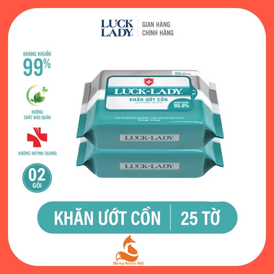 Khăn Ướt Cồn Luck Lady Lady Sạch Khuẩn Bảo Vệ Da 25 miếng Vệ Sinh Điện Thoại Dụng Cụ