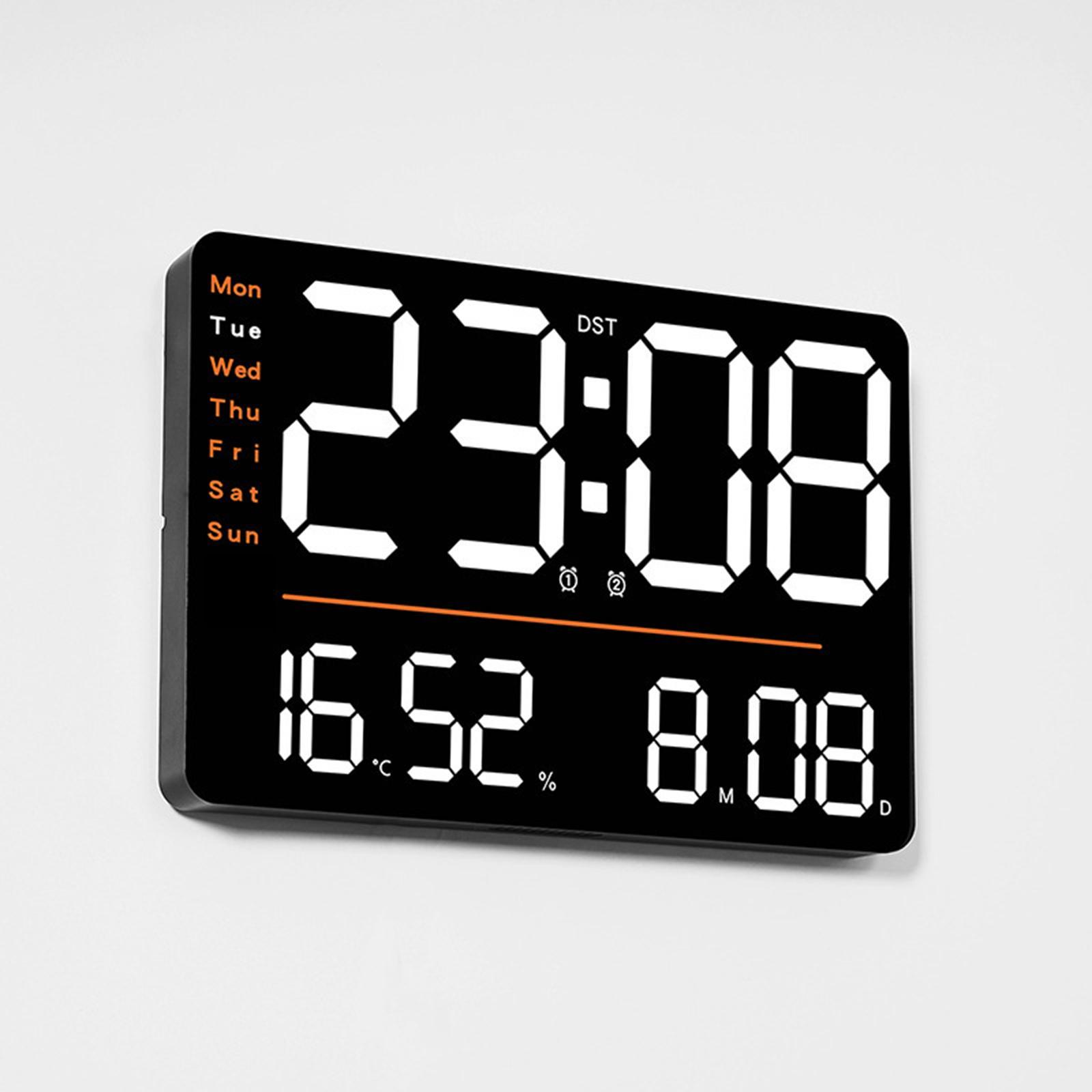 Digital Wall Clock Large Display Big Clock Wall Decor Decorations Rectangle Alarm Clock with Date LED Wall Clock for Bedroom