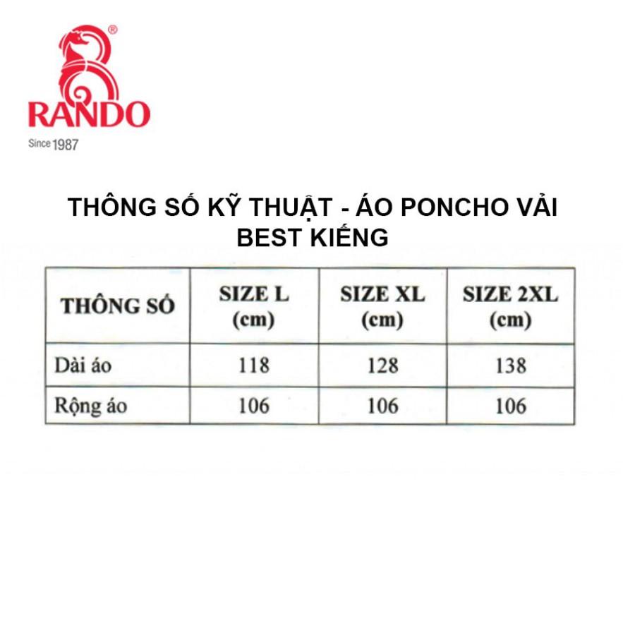 Áo Mưa Cánh Dơi Choàng RANDO Cao Cấp Chính Hãng Vải Dù Không Thấm Nước Có Kiếng Thời Trang Sỉ PCVBestKieng